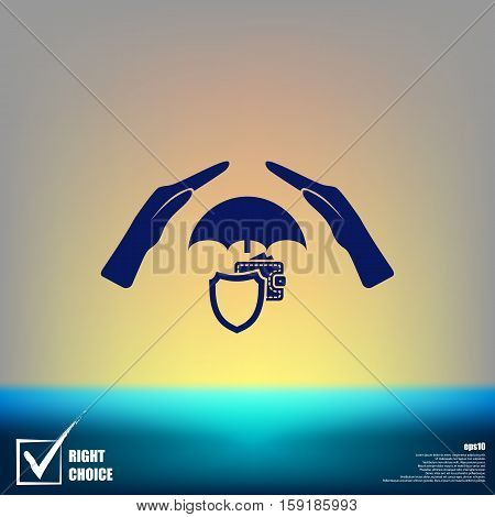 Wallet Protection Icon. Flat Design.