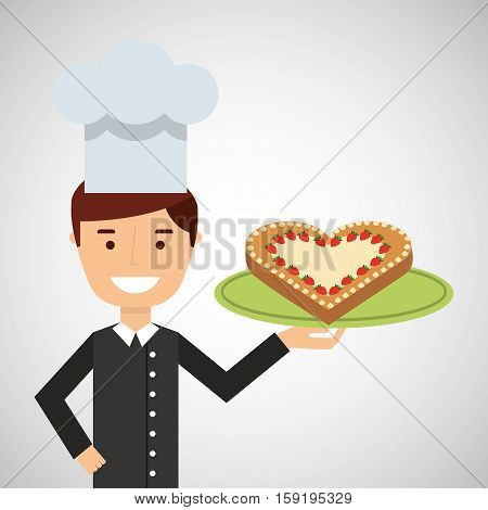 cartoon chef dessert cake ht vector illustration eps 10