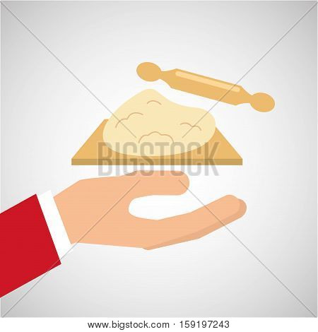 bakery cooking hand dough rolling pin vector illustration eps 10