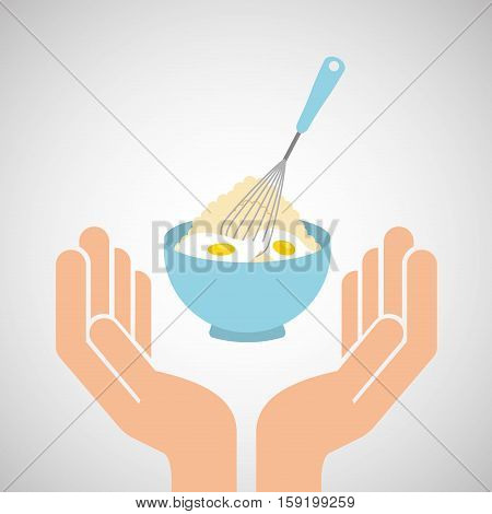 hands food preparing flour with eggs mix vector illustration eps 10