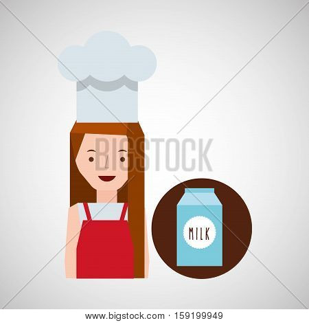 cooker girl box milk vector illustration eps 10