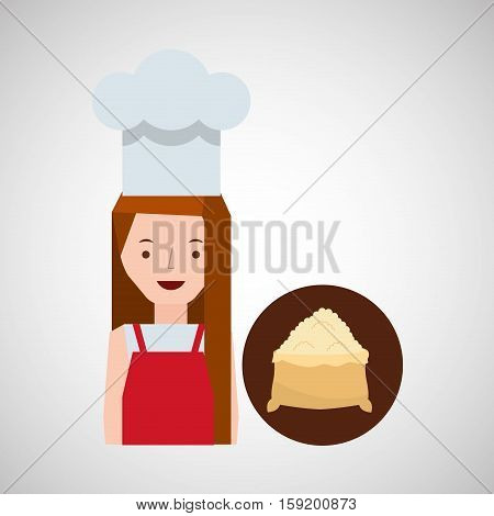cooker girl flour sack vector illustration eps 10