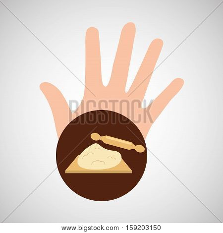 hand and dough roller bakery vector illustration eps 10