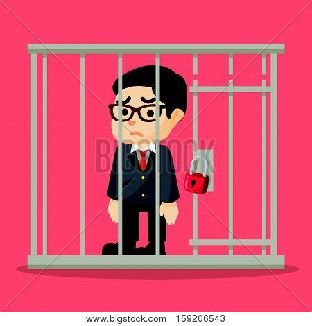 Business man getting jailed eps10 vector illustration design