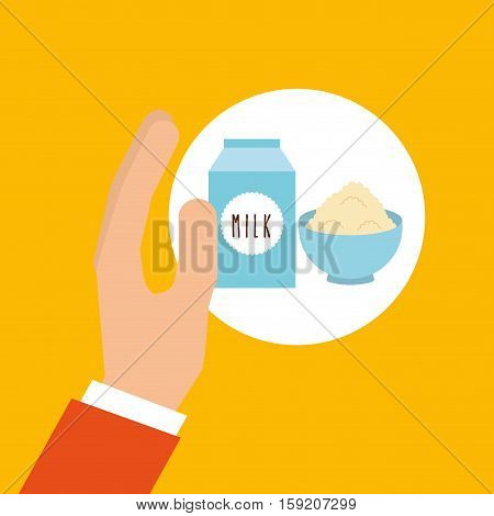 bakery cooking hand milk cup flour vector illustration eps 10