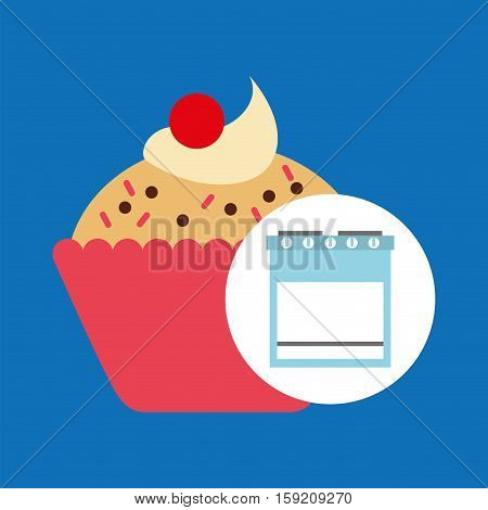 kitchen bakery concept cupcake cherry vector illustration eps 10