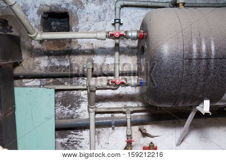 Hydraulic Pipes An Valves In Basement