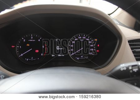 instrument cluster in the car with illumination