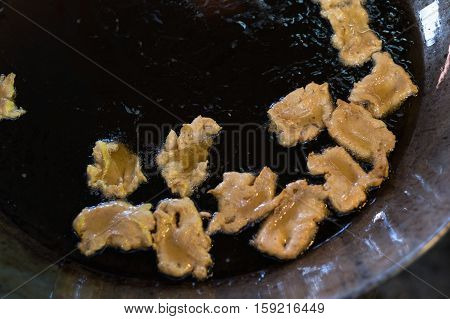 Fried fish - paste balls, cooking scene