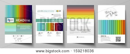 Business templates for brochure, magazine, flyer, booklet or annual report. Cover design template, easy editable vector, abstract flat layout in A4 size. Bright color rectangles, colorful design with overlapping geometric rectangular shapes forming abstra