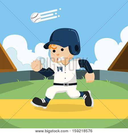 baseball player running to base illustration design