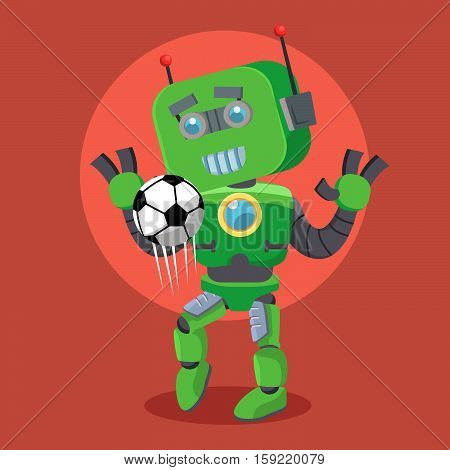green robor juggling football eps10 vector illustration design