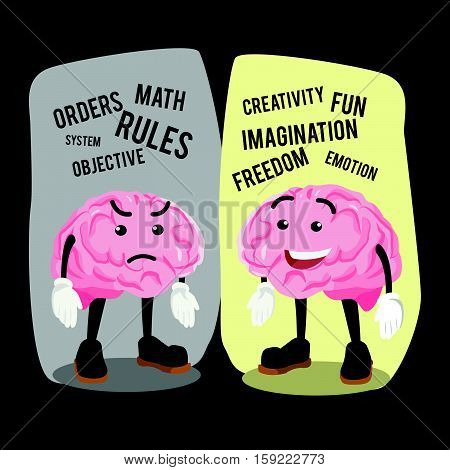 right brain and left brain illustration design