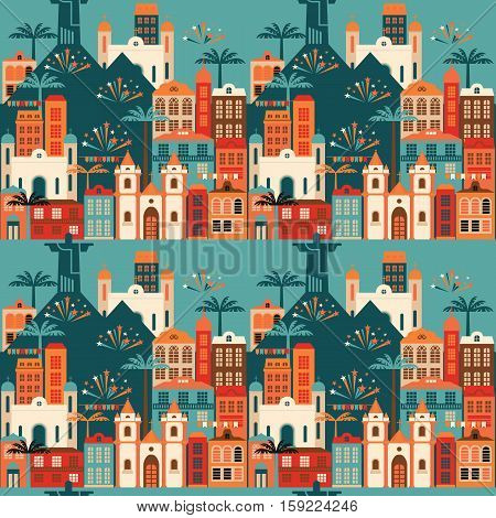 Latin American holiday, the June party of Brazil. Flat seamless pattern.