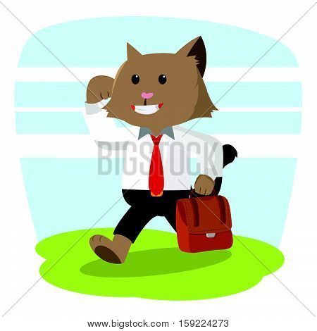 office cat running eps10 vector illustration design