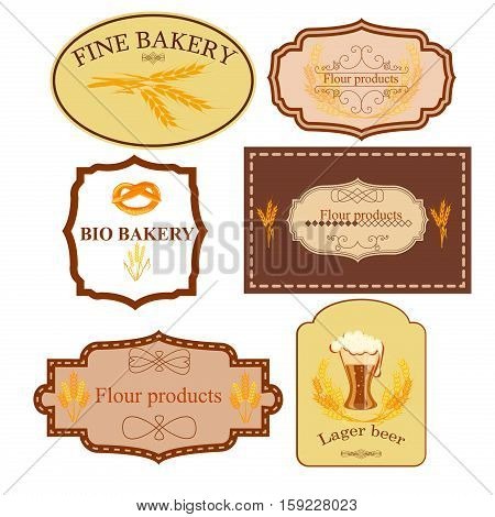 Collection of vintage retro bakery logo badges and labels. Premium badge vintage cake bakery logo food emblem. Bread label traditional wheat bakery logo retro design cafe symbol.