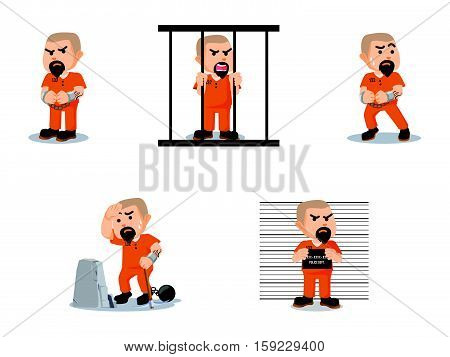 convict cartoon set eps10 vector illustration design