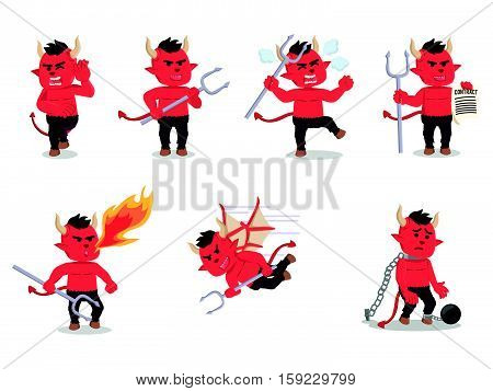 devil cartoon set eps10 vector illustration design