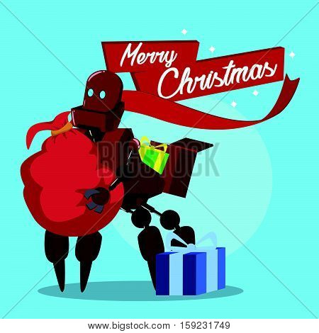 carrier robot merry christmas illustration eps10 vector illustration design