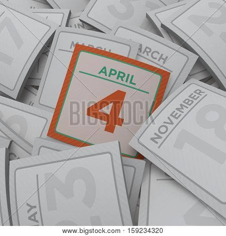3d rendering random calendar pages april 4
