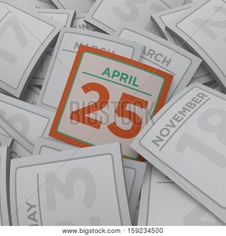 3d rendering random calendar pages april 25