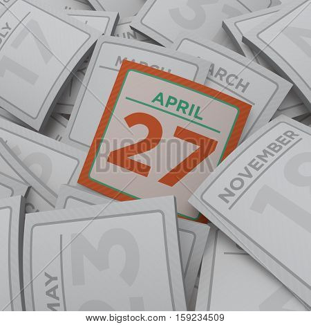 3d rendering random calendar pages april 27