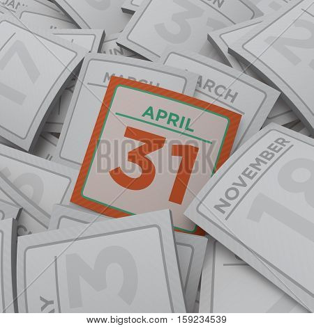 3d rendering random calendar pages april 31