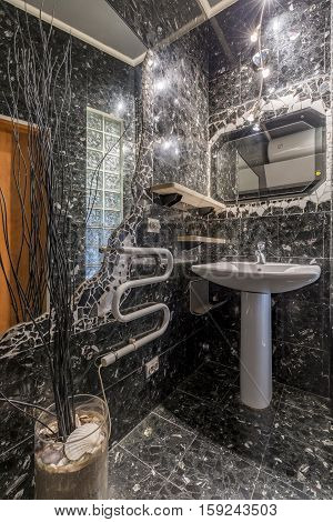 Bathroom In Grey Marble With Sink