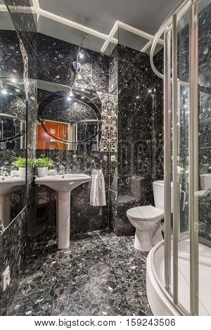 Grey Marble Bathroom With Shower