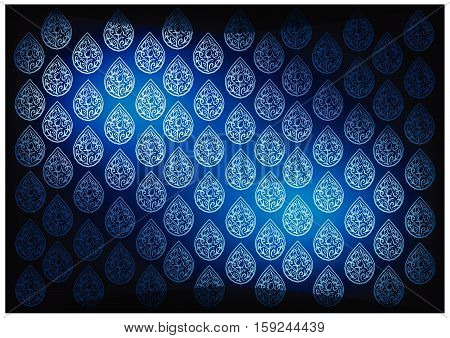 Thai Foral Pattern Illustration of Beautiful Blue Vintage Texture Background for Add Content or Picture..