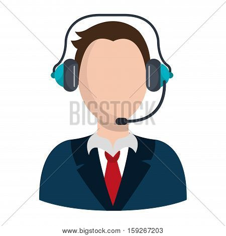 businessman character avatar with headset icon vector illustration design