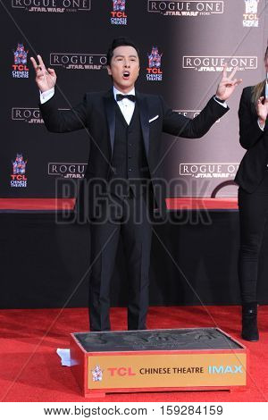 LOS ANGELES - DEC 1:  Donnie Yen at the Donnie Yen Hand And Footprint Ceremony at TCL Chinese Theater IMAX on December 1, 2016 in Los Angeles, CA
