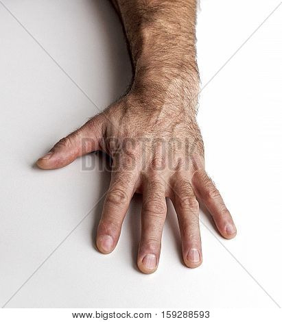 Men left hand on a white background