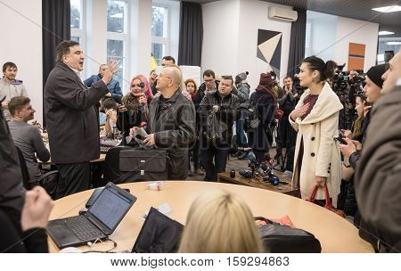 Mikhail Saakashvili On Briefing For Press