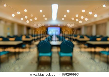 Empty Meeting Or Conference Room Blurred For Background.