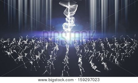 Excellent space background with the energy of the particles and triangles