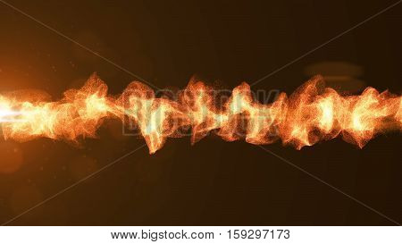 Abstract energy wave. 3d rendered background. Orange