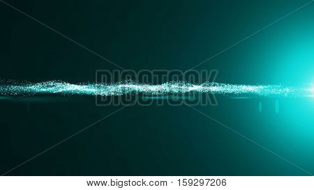 Wavy abstract motion background. Glowing elements. 3D rendered