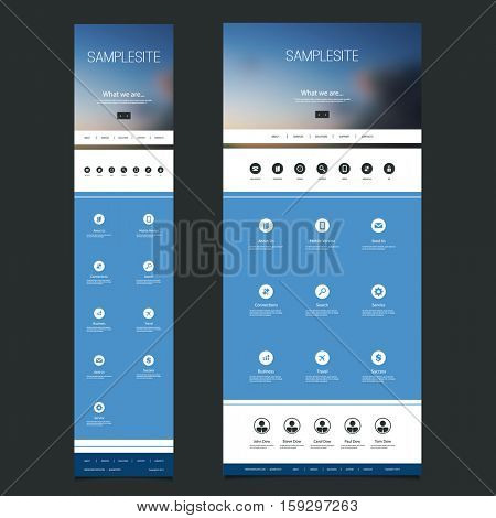 Responsive One Page Website Template with Blurred Background - Sunset Sky Header Design - Desktop and Mobile Version