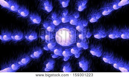 Abstract background with blue colorful oil particles. Glowing background