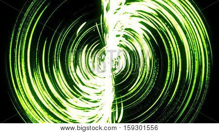 Abstract background with green swirling particles. Art background