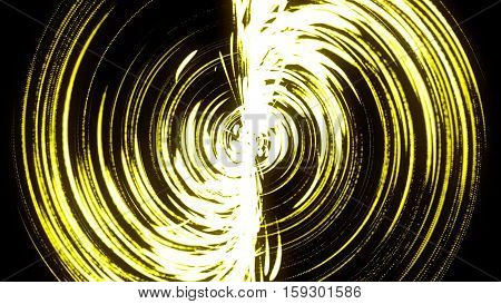 Abstract background with yellow swirling particles. Art background