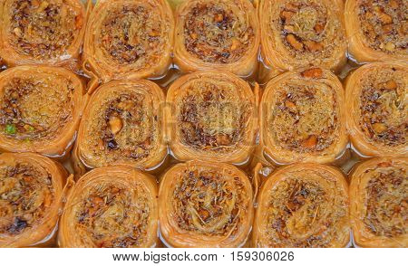 Baklava Round Cookies In Retail Market Display