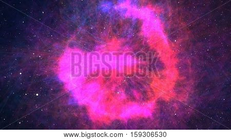 Approximation to the fantastic and colorful pink nebula. Realistic Galaxy Milky Way