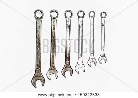 set of wrenches or spanners,isolated on white background