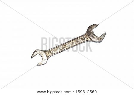 old wrenches spanners, isolate on white background