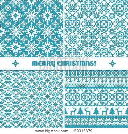 Set of traditional Christmas patterns in scadinavian style