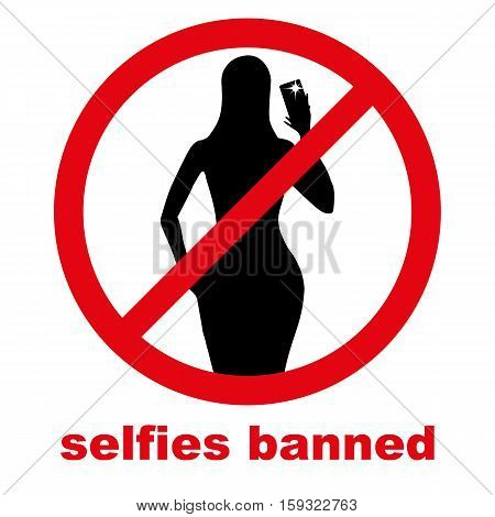 Silhouette of a girl taking pictures of themselves on the phone making selfies. Vector illustration.