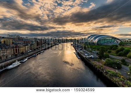 Newcastle upon Tyne is a university city on the River Tyne in northeast England.