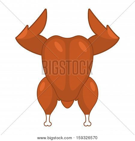 Roasted Turkey Top Viwe Isolated. Baked Chicken Isolated. Christmas Roast Fowl On White Background